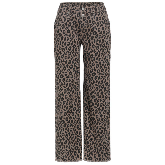 Damen Wide-Leg-Jeans im Animal-Look