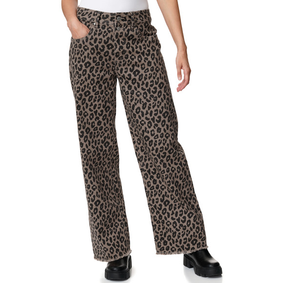 Damen Wide-Leg-Jeans im Animal-Look