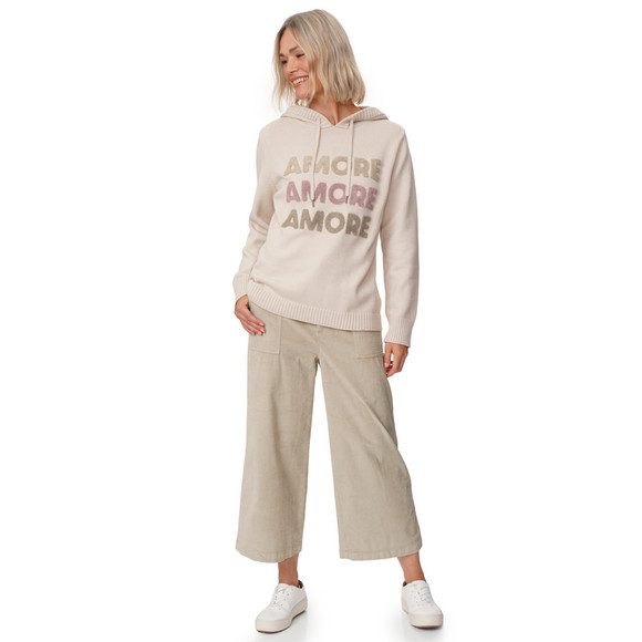 Damen Cord-Culotte mit breitem Bund