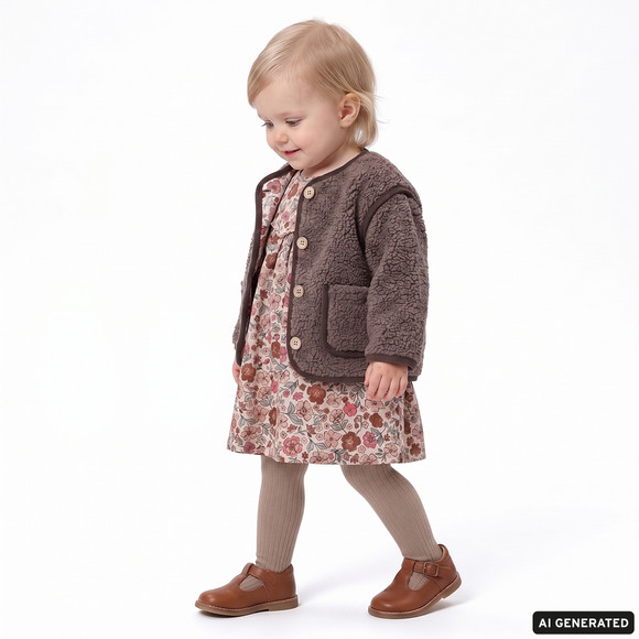 Baby Teddyjacke mit abnehmbaren Ärmeln