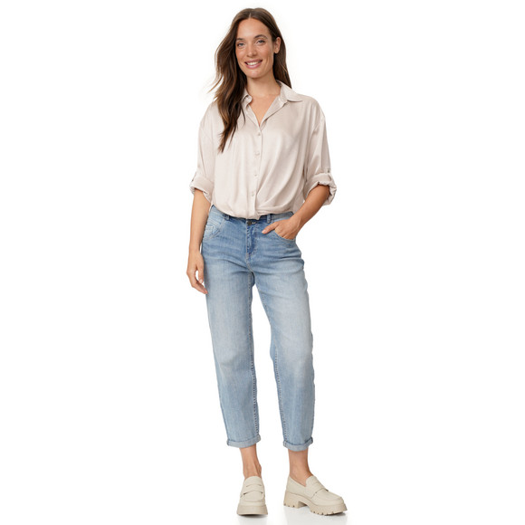 Damen Satinbluse mit Knopfleiste