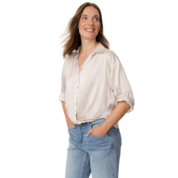 Damen Satinbluse mit Knopfleiste