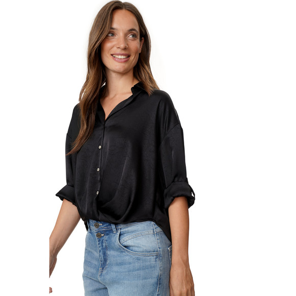 Damen Satinbluse mit Knopfleiste