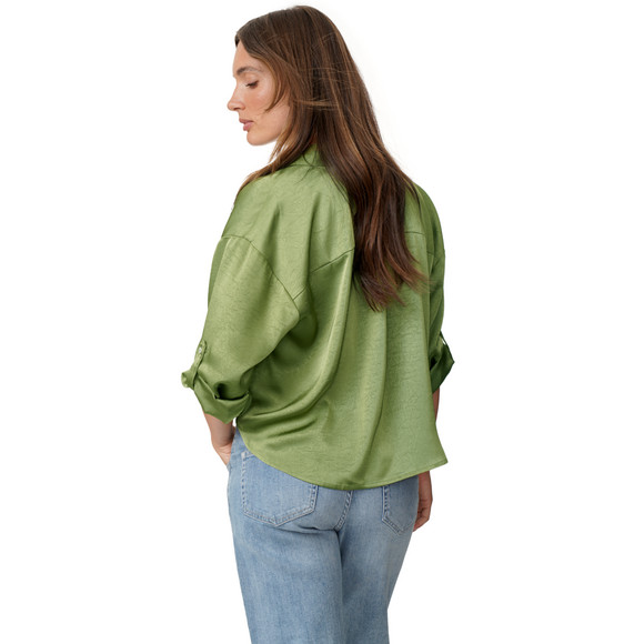Damen Satinbluse mit Knopfleiste