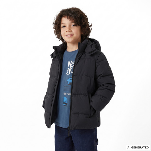 Jungen Winterjacke mit abnehmbarer Kapuze