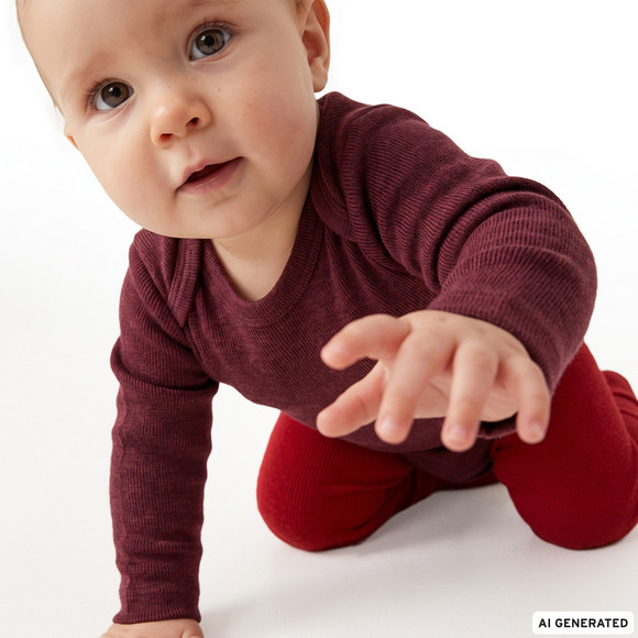 Baby Wolle-Seide-Body mit Schlupfkragen
