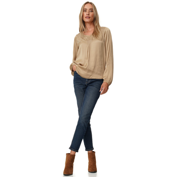 Damen Satinbluse mit Raffung