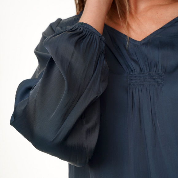 Damen Satinbluse mit Raffung
