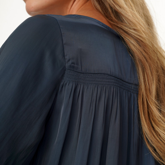 Damen Satinbluse mit Raffung