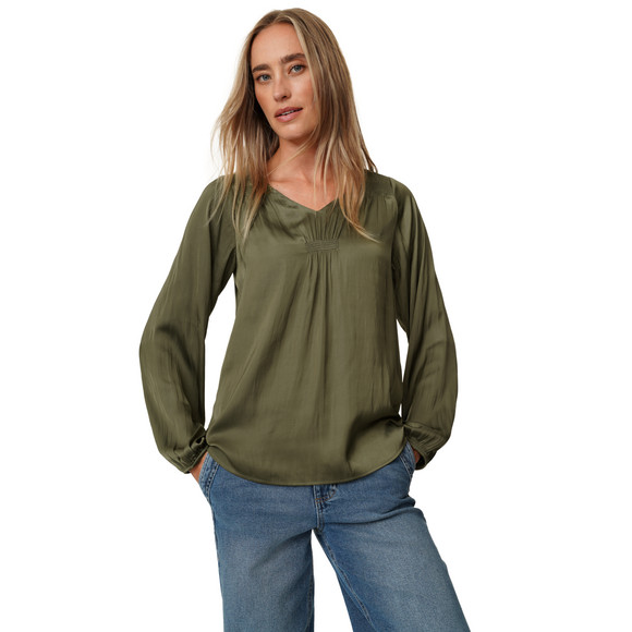 Damen Satinbluse mit Raffung