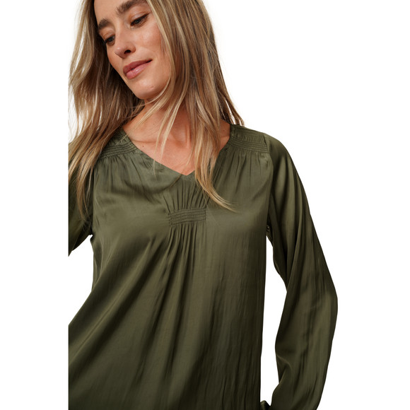 Damen Satinbluse mit Raffung