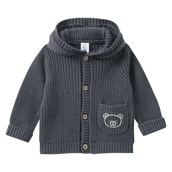 Newborn Strickjacke mit Bär-Stickerei