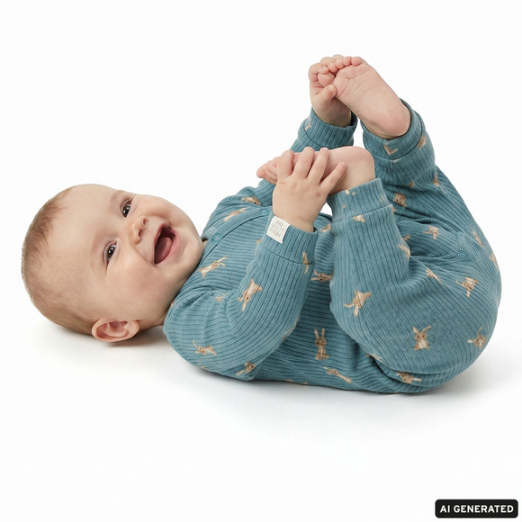 Newborn Schlafanzug mit Hasen-Allover