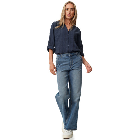 Damen Bluse mit Strukturstreifen