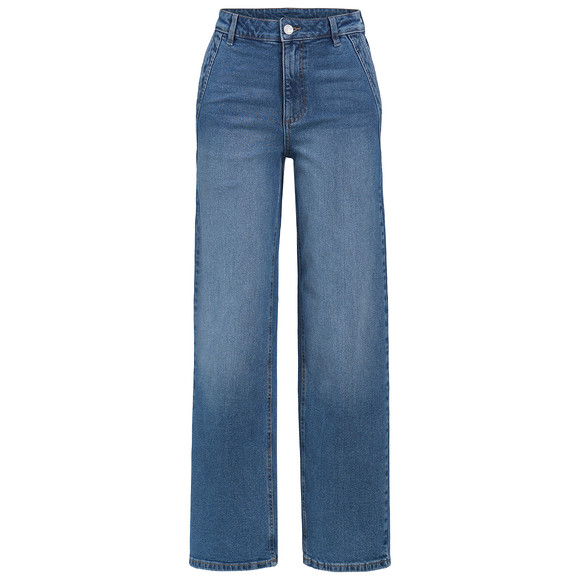 Damen Wide-Leg-Jeans mit Used-Waschung