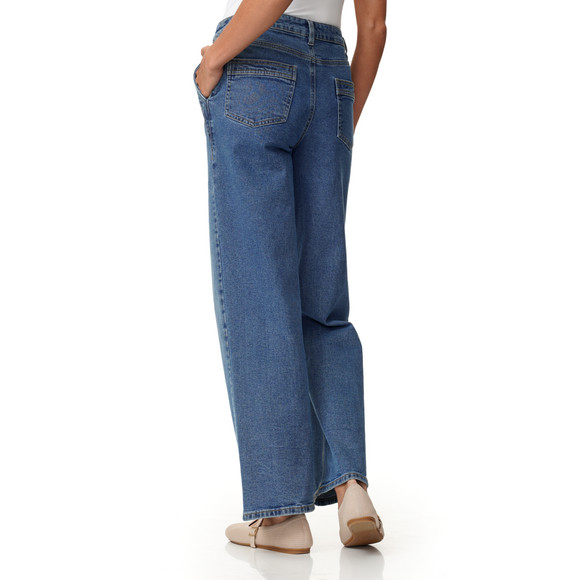 Damen Wide-Leg-Jeans mit Used-Waschung