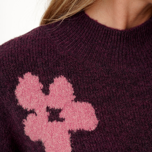 Damen Strickpullover mit Blumenmuster