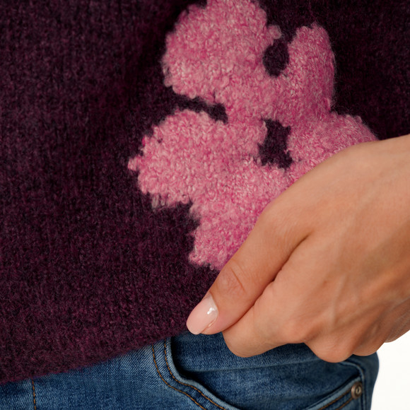 Damen Strickpullover mit Blumenmuster