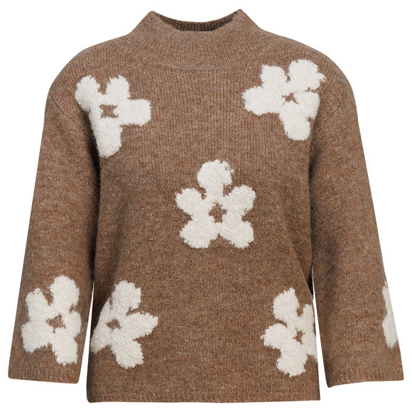 Damen Strickpullover mit Blumenmuster