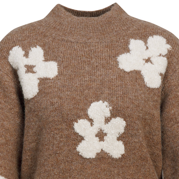 Damen Strickpullover mit Blumenmuster