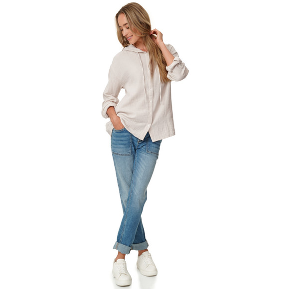 Damen Musselin-Bluse mit Kapuze