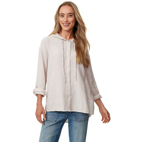 Damen Musselin-Bluse mit Kapuze
