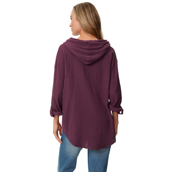 Damen Musselin-Bluse mit Kapuze