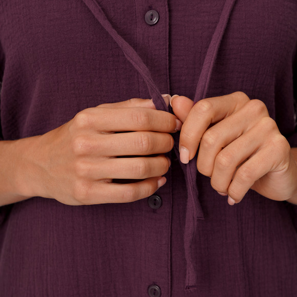 Damen Musselin-Bluse mit Kapuze