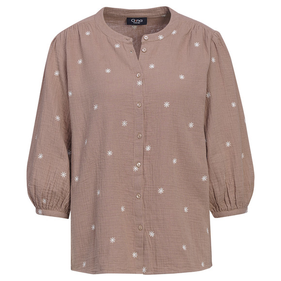Damen Musselin-Bluse mit Stickerei