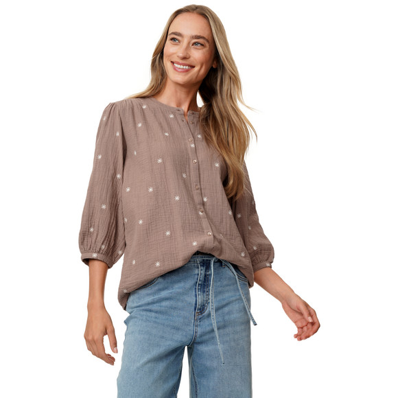 Damen Musselin-Bluse mit Stickerei