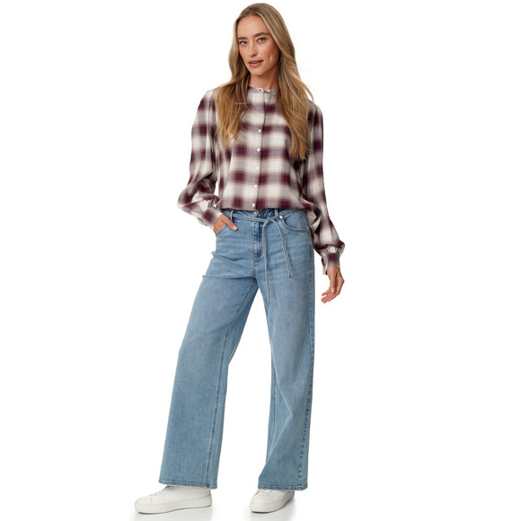 Damen Karobluse mit Knopfleiste