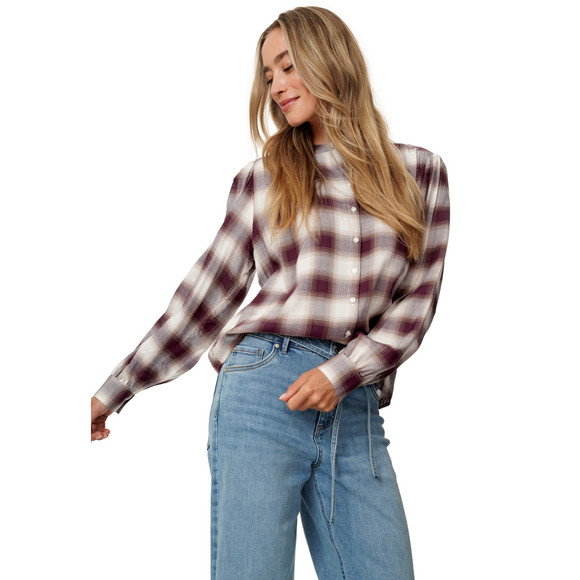 Damen Karobluse mit Knopfleiste