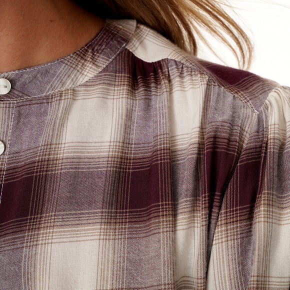 Damen Karobluse mit Knopfleiste