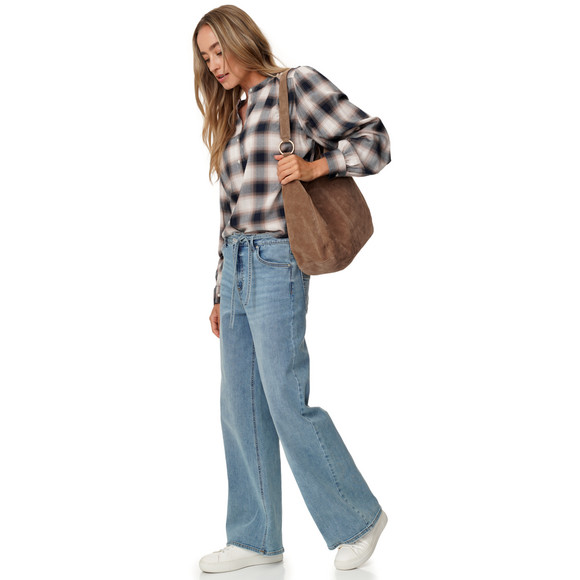 Damen Karobluse mit Knopfleiste