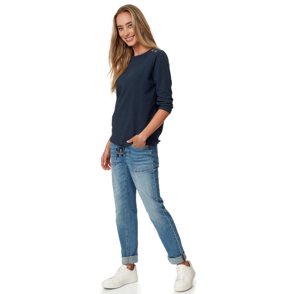 Damen Langarmshirt mit Waffelstruktur