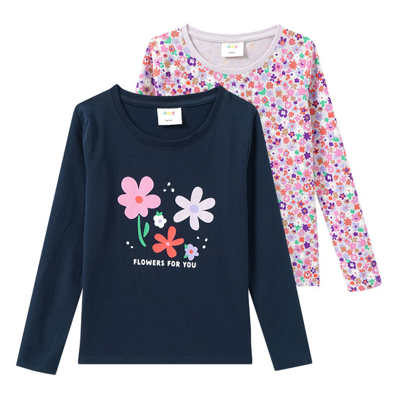 2 Mädchen Langarmshirts im Set