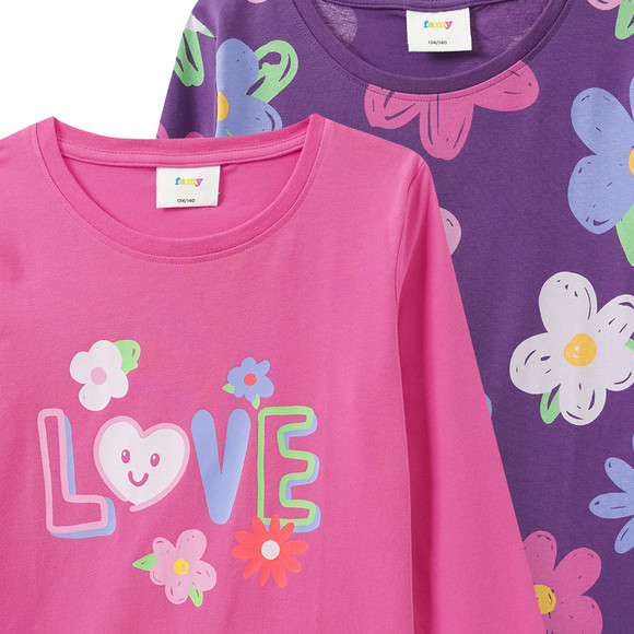 2 Mädchen Langarmshirts im Set