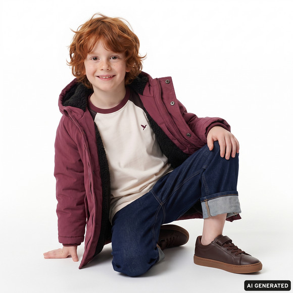 Parka voor jongens, gevoerd met teddypluche