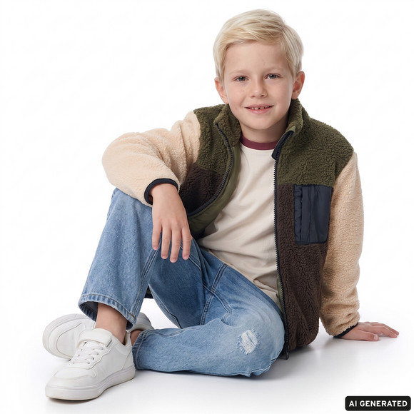 Jongens-teddyjasje met opstaande kraag