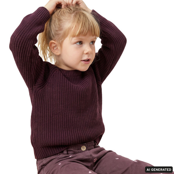 Mädchen Strickpullover mit Rippstruktur