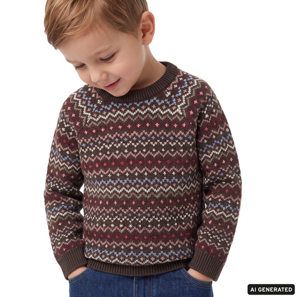 Mädchen Strickpullover mit Norwegermuster