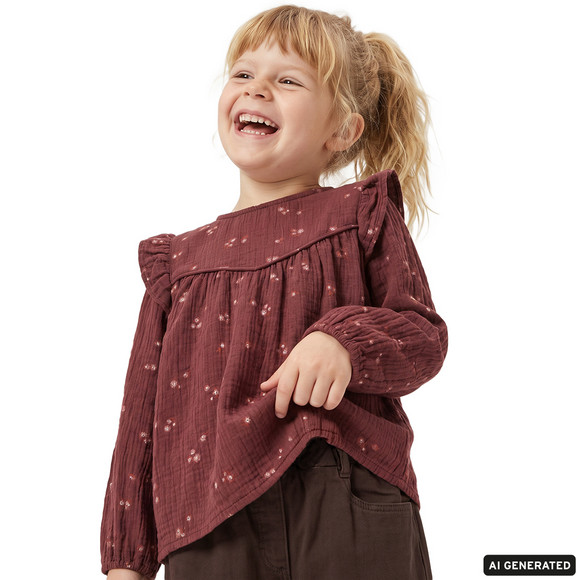 Mädchen Musselin-Bluse mit Blümchen