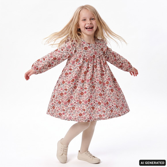 Mädchen Musselin-Kleid mit Blümchen