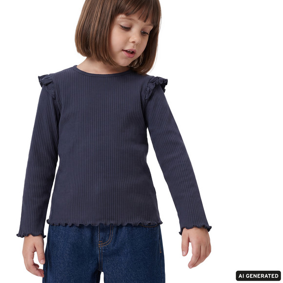 Mädchen Langarmshirt mit Rippstruktur