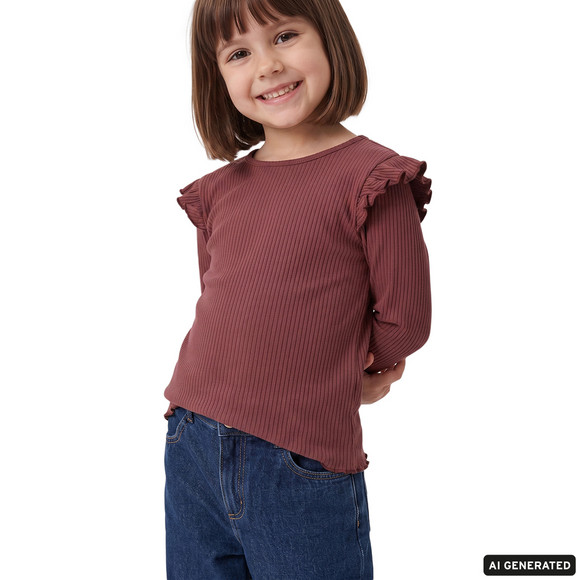 Mädchen Langarmshirt mit Rippstruktur