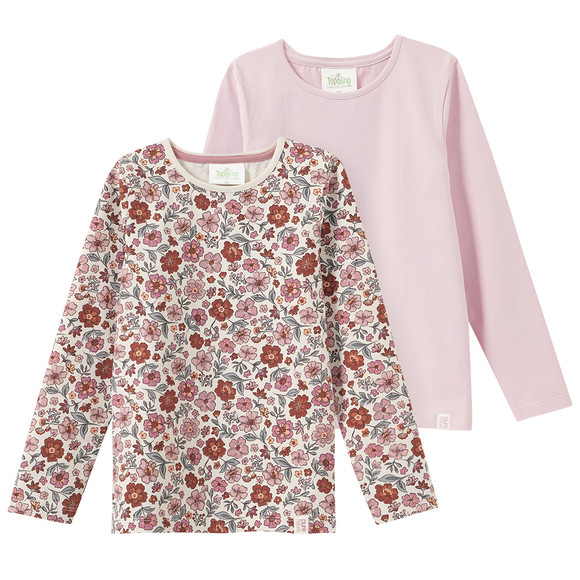 2 Mädchen Langarmshirts mit Blümchen