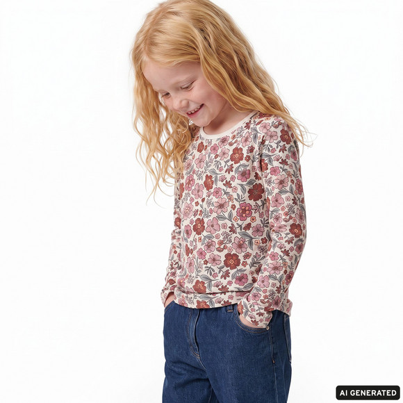 2 Mädchen Langarmshirts mit Blümchen