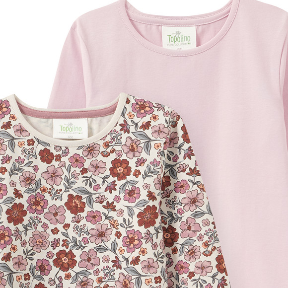 2 Mädchen Langarmshirts mit Blümchen