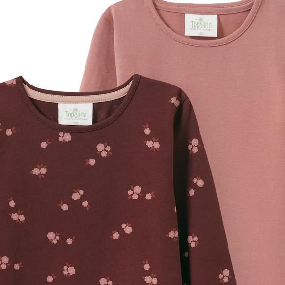 2 Mädchen Langarmshirts mit Blümchen