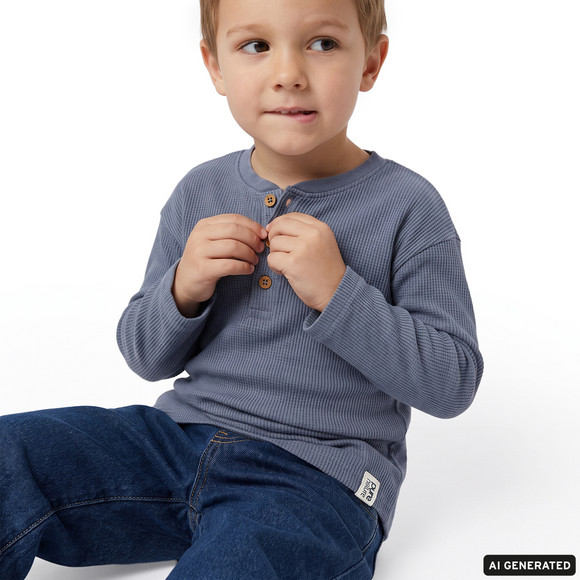 2 Jungen Langarmshirts aus Waffel-Piqué